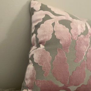 Velvet Pink & Grey Accent Pillow